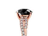 Rose gold Fancy Black Round Cut Diamond Solitaire Engagement Ring with Twisted Pavé Band and Four-Prong Setting_29