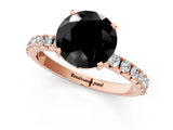 Rose gold Fancy Black Round Cut Diamond Solitaire Pavé Band with Four-Prong Setting_1