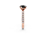 Rose gold Fancy Black Round Cut Diamond Solitaire Pavé Band with Four-Prong Setting_2