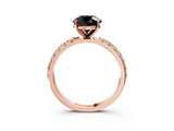 Rose gold Fancy Black Round Cut Diamond Solitaire Pavé Band with Four-Prong Setting_3
