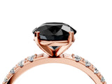 Rose gold Fancy Black Round Cut Diamond Solitaire Pavé Band with Four-Prong Setting_4
