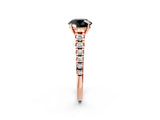 Rose gold Fancy Black Round Cut Diamond Solitaire Ring with Cathedral Setting and Pavé Band_2