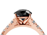 Rose gold Fancy Black Round Cut Diamond Solitaire Ring with Cathedral Setting and Pavé Band_4