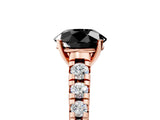 Rose gold Fancy Black Round Cut Diamond Solitaire Ring with Cathedral Setting and Pavé Band_5