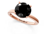 Rose gold Fancy Black Round Cut Diamond Solitaire Ring with Classic Band and Four-Prong Setting_1