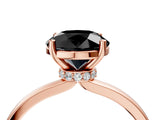 Rose gold Fancy Black Round Cut Diamond Solitaire Ring with Classic Band and Four-Prong Setting_4