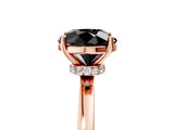 Rose gold Fancy Black Round Cut Diamond Solitaire Ring with Classic Band and Four-Prong Setting_5