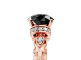 Rose gold Fancy Black Round Cut Diamond Solitaire Ring with Filigree Band and Four-Prong Setting_5
