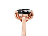 Rose gold Fancy Black Round Cut Diamond Solitaire Ring with Flower Prong Setting and Classic Band_17