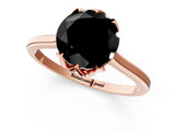 Rose gold Fancy Black Round Cut Diamond Solitaire Ring with Flower Prong Setting and Classic Band_25