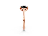 Rose gold Fancy Black Round Cut Diamond Solitaire Ring with Flower Prong Setting and Classic Band_26