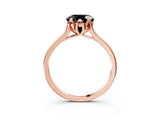 Rose gold Fancy Black Round Cut Diamond Solitaire Ring with Flower Prong Setting and Classic Band_27