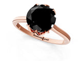 Rose gold Fancy Black Round Cut Diamond Solitaire Ring with Flower Prong Setting and Classic Band_38