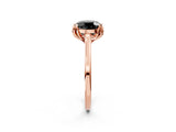 Rose gold Fancy Black Round Cut Diamond Solitaire Ring with Flower Prong Setting and Classic Band_39