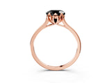Rose gold Fancy Black Round Cut Diamond Solitaire Ring with Flower Prong Setting and Classic Band_40