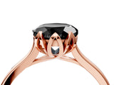 Rose gold Fancy Black Round Cut Diamond Solitaire Ring with Flower Prong Setting and Classic Band_41
