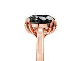 Rose gold Fancy Black Round Cut Diamond Solitaire Ring with Flower Prong Setting and Classic Band_42
