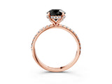 Rose gold Fancy Black Round Cut Diamond Solitaire Ring with Four-Prong Setting and Pavé Band_6
