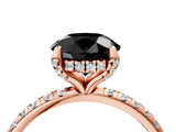 Rose gold Fancy Black Round Cut Diamond Solitaire Ring with Four-Prong Setting and Pavé Band_7