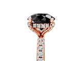 Rose gold Fancy Black Round Cut Diamond Solitaire Ring with Four-Prong Setting and Pavé Band_8