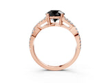 Rose gold Fancy Black Round Cut Diamond Solitaire Ring with Four-Prong Setting and Twisted Pavé Band_3