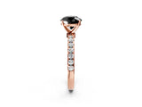 Rose gold Fancy Black Round Cut Diamond Solitaire Ring with Pavé Accents and Four-Prong Setting_2