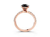 Rose gold Fancy Black Round Cut Diamond Solitaire Ring with Pavé Accents and Four-Prong Setting_3