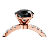 Rose gold Fancy Black Round Cut Diamond Solitaire Ring with Pavé Accents and Four-Prong Setting_4
