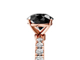 Rose gold Fancy Black Round Cut Diamond Solitaire Ring with Pavé Accents and Four-Prong Setting_5