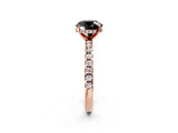 Rose gold Fancy Black Round Cut Diamond Solitaire Ring with Pavé Band and Four-Prong Setting_14
