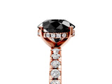 Rose gold Fancy Black Round Cut Diamond Solitaire Ring with Pavé Band and Four-Prong Setting_17