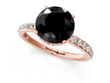 Rose gold Fancy Black Round Cut Diamond Solitaire Ring with Pavé Band and Hidden Halo_13