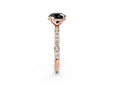 Rose gold Fancy Black Round Cut Diamond Solitaire Ring with Pavé Band and Hidden Halo_14
