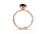 Rose gold Fancy Black Round Cut Diamond Solitaire Ring with Pavé Band and Hidden Halo_15