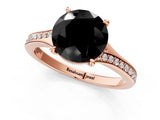 Rose gold Fancy Black Round Cut Diamond Solitaire Ring with Pavé Band and Prong Setting_13