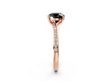 Rose gold Fancy Black Round Cut Diamond Solitaire Ring with Pavé Band and Prong Setting_14