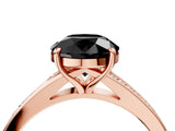 Rose gold Fancy Black Round Cut Diamond Solitaire Ring with Pavé Band and Prong Setting_16