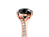 Rose gold Fancy Black Round Cut Diamond Solitaire Ring with Pavé Band and Prong Setting_17