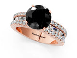 Rose gold Fancy Black Round Cut Diamond Solitaire Ring with Pavé and Channel Set Band_1