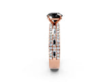 Rose gold Fancy Black Round Cut Diamond Solitaire Ring with Pavé and Channel Set Band_2