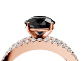 Rose gold Fancy Black Round Cut Diamond Solitaire Ring with Pavé and Channel Set Band_4