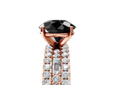 Rose gold Fancy Black Round Cut Diamond Solitaire Ring with Pavé and Channel Set Band_5