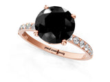 Rose gold Fancy Black Round Cut Diamond Solitaire Ring with Pave Band and Four Prong Setting_13