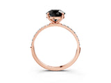 Rose gold Fancy Black Round Cut Diamond Solitaire Ring with Pave Band and Four Prong Setting_15