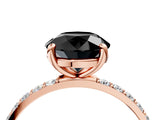 Rose gold Fancy Black Round Cut Diamond Solitaire Ring with Pave Band and Four Prong Setting_16