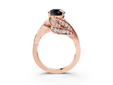Rose gold Fancy Black Round Cut Diamond Solitaire Ring with Prong Setting and Twisted Pavé Band_3