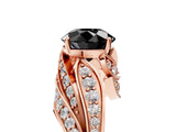 Rose gold Fancy Black Round Cut Diamond Solitaire Ring with Prong Setting and Twisted Pavé Band_5