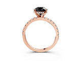 Rose gold Fancy Black Round Cut Diamond Solitaire Ring with Round  Pavé Band and Four-Prong Setting_39