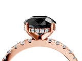 Rose gold Fancy Black Round Cut Diamond Solitaire Ring with Round  Pavé Band and Four-Prong Setting_40