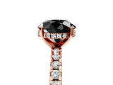Rose gold Fancy Black Round Cut Diamond Solitaire Ring with Round  Pavé Band and Four-Prong Setting_41